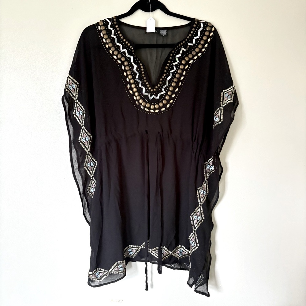 Raviya | Black Beaded Swim Coverup | Size Small
